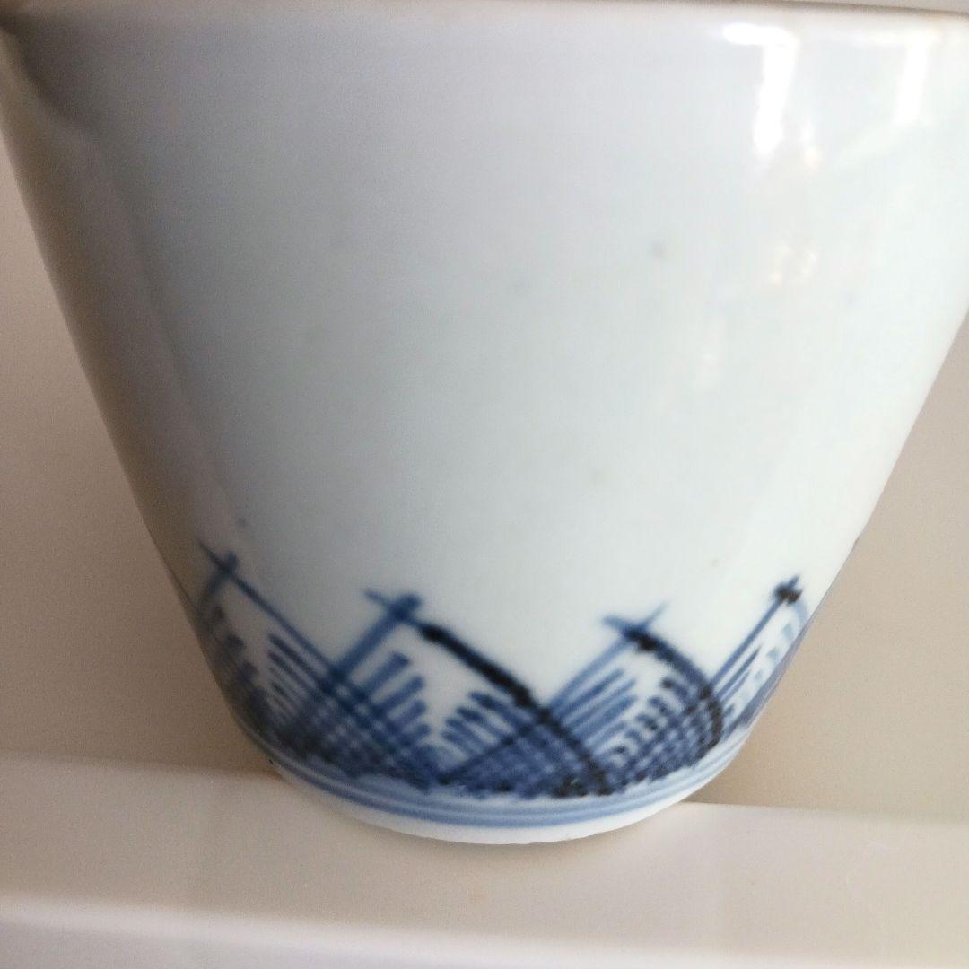 古伊万里　交叉草文図猪口　　江戸