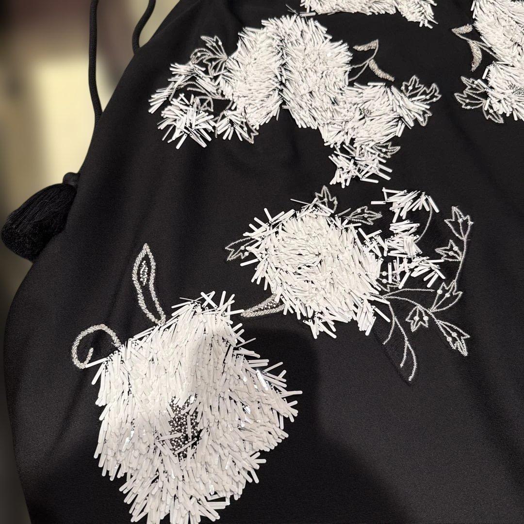 LANVINランバン フラワー刺繍 ビーズ ひざ丈ワンピース 個性的