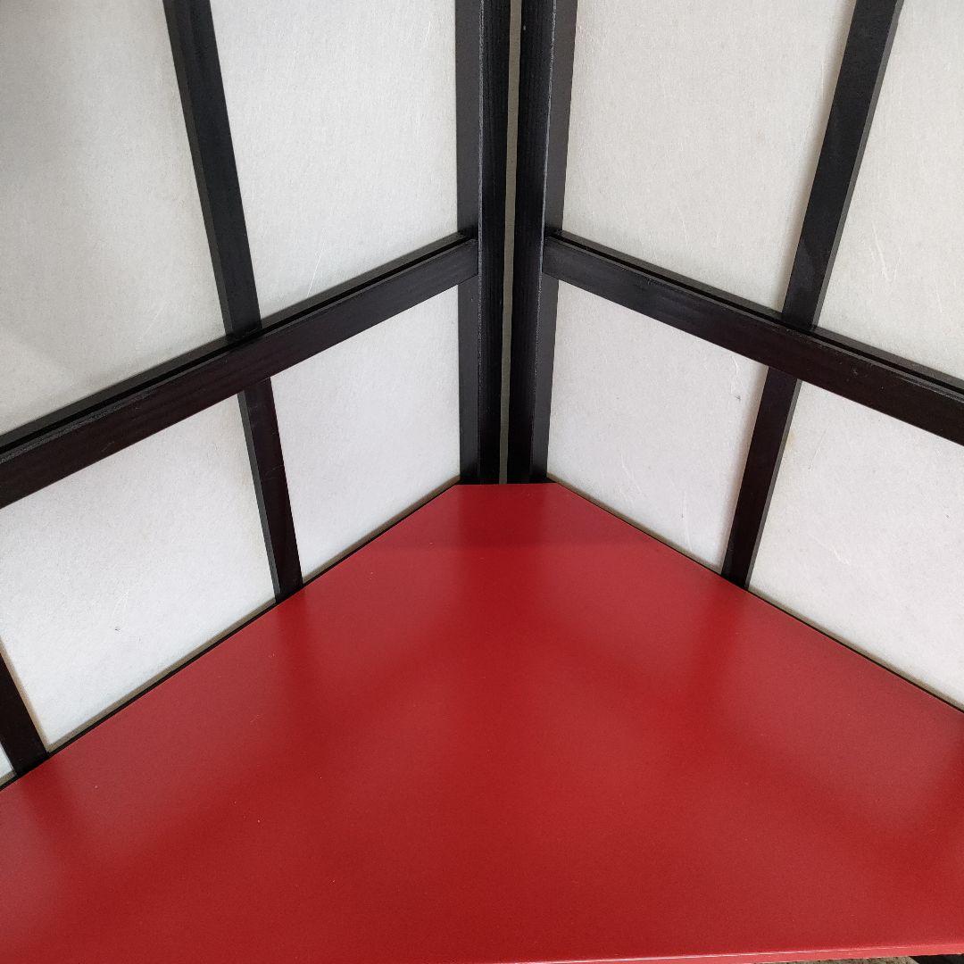 赤い3段コーナーシェルフ飾り棚使い道色々です高さ121cm折りたたみ収納可能！