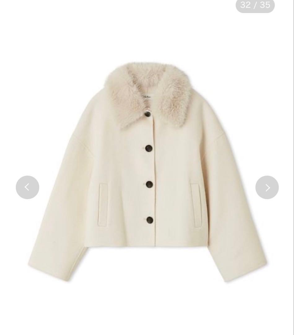 Mila Owen ファー付きコート ホワイト