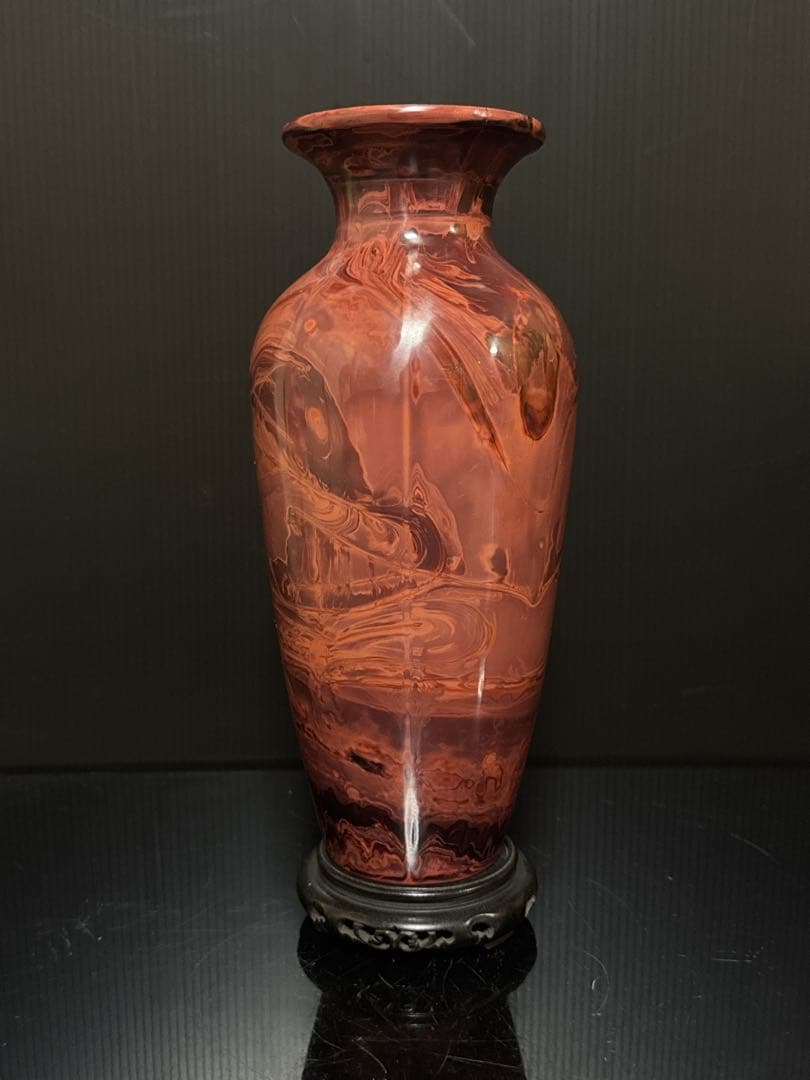 中国古玩 乾隆硝子 ガラス 練上 マーブル 花瓶