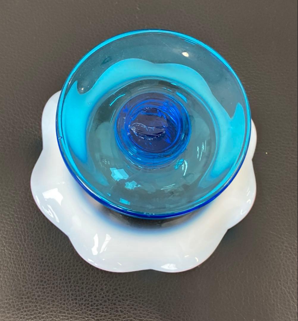 値下げ！大正モダン　氷コップ 和ガラス　三色 手吹き ガラス 乳白色 レトロ