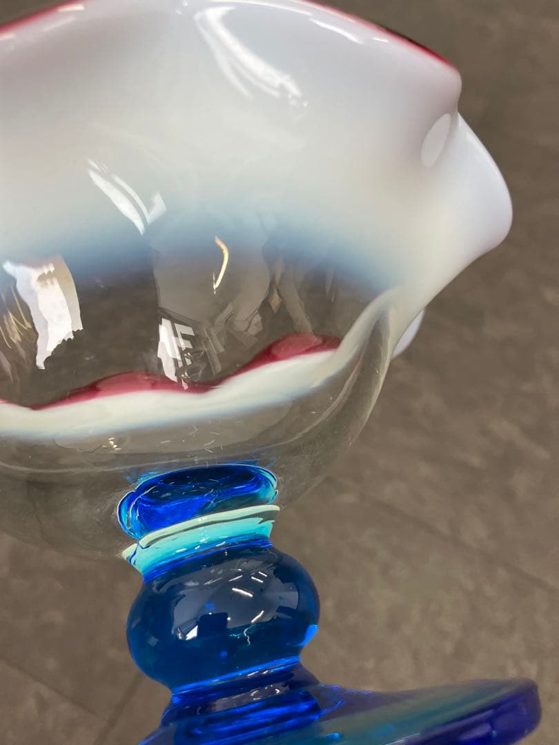 値下げ！大正モダン　氷コップ 和ガラス　三色 手吹き ガラス 乳白色 レトロ