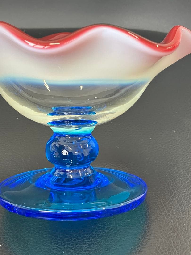 値下げ！大正モダン　氷コップ 和ガラス　三色 手吹き ガラス 乳白色 レトロ