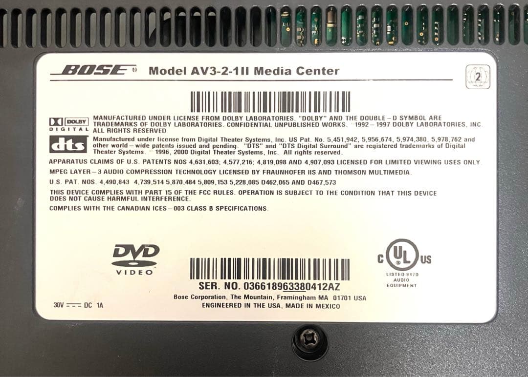 送料無料 動作保証 BOSE DVDホームシアターシステム 3・2・1GSII