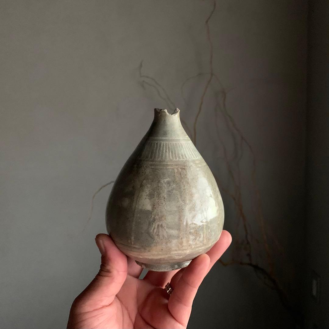 李朝 粉青沙器 白象嵌 徳利 朝鮮美術 古道具 古美術 アンティーク 15世紀