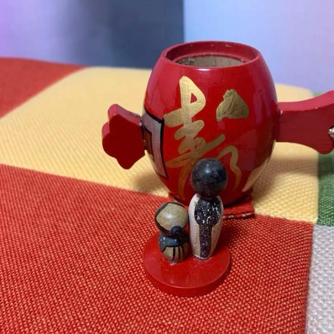 縁起物　一寸法師　打ち出の小槌　アンティーク　打出の小槌　コレクションケース付き