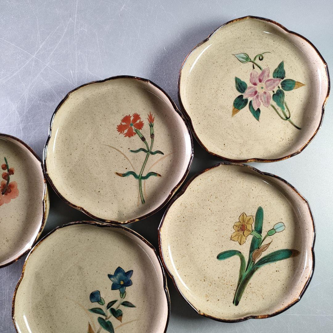 A907-3/勲 造/花草文銘々皿5客/小鉢/向付/絵変わり/飾皿/