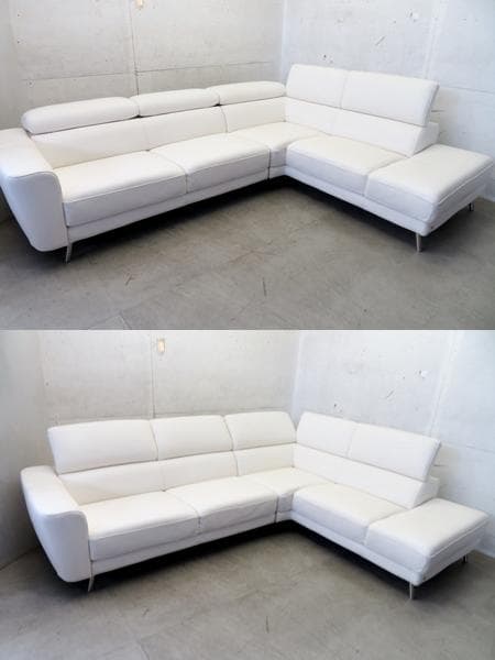 引き取り限定展示品■イタリア製■ニコレッティ■ルッカ■総革■L型カウ