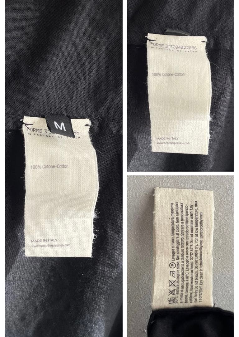 美品✨ FORME3'3204322896 綿100 長袖シャツ　M イタリア製