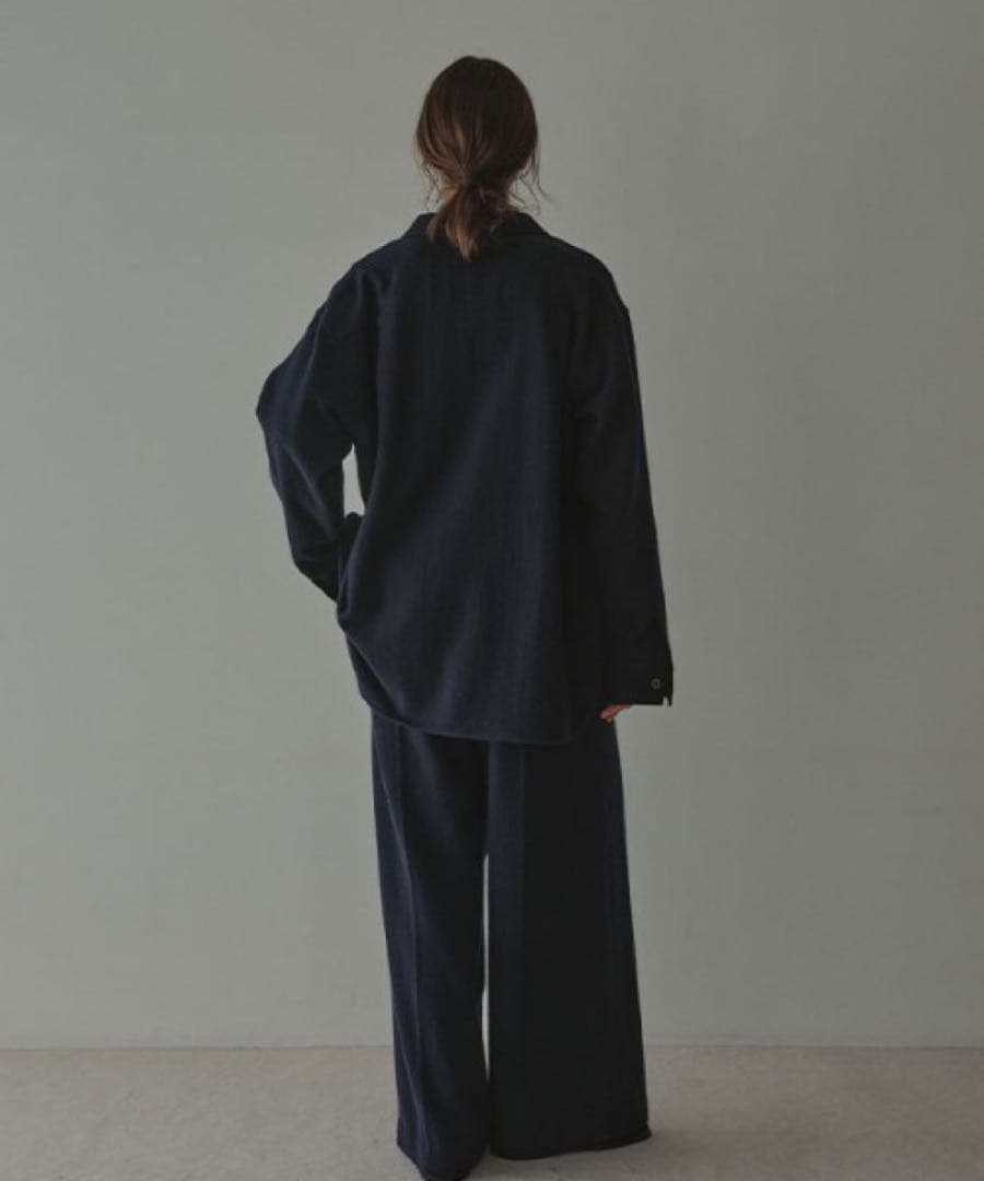 今期新品　ETRE TOKYO ウールツイルオーバーサイズシャツ　ネイビー
