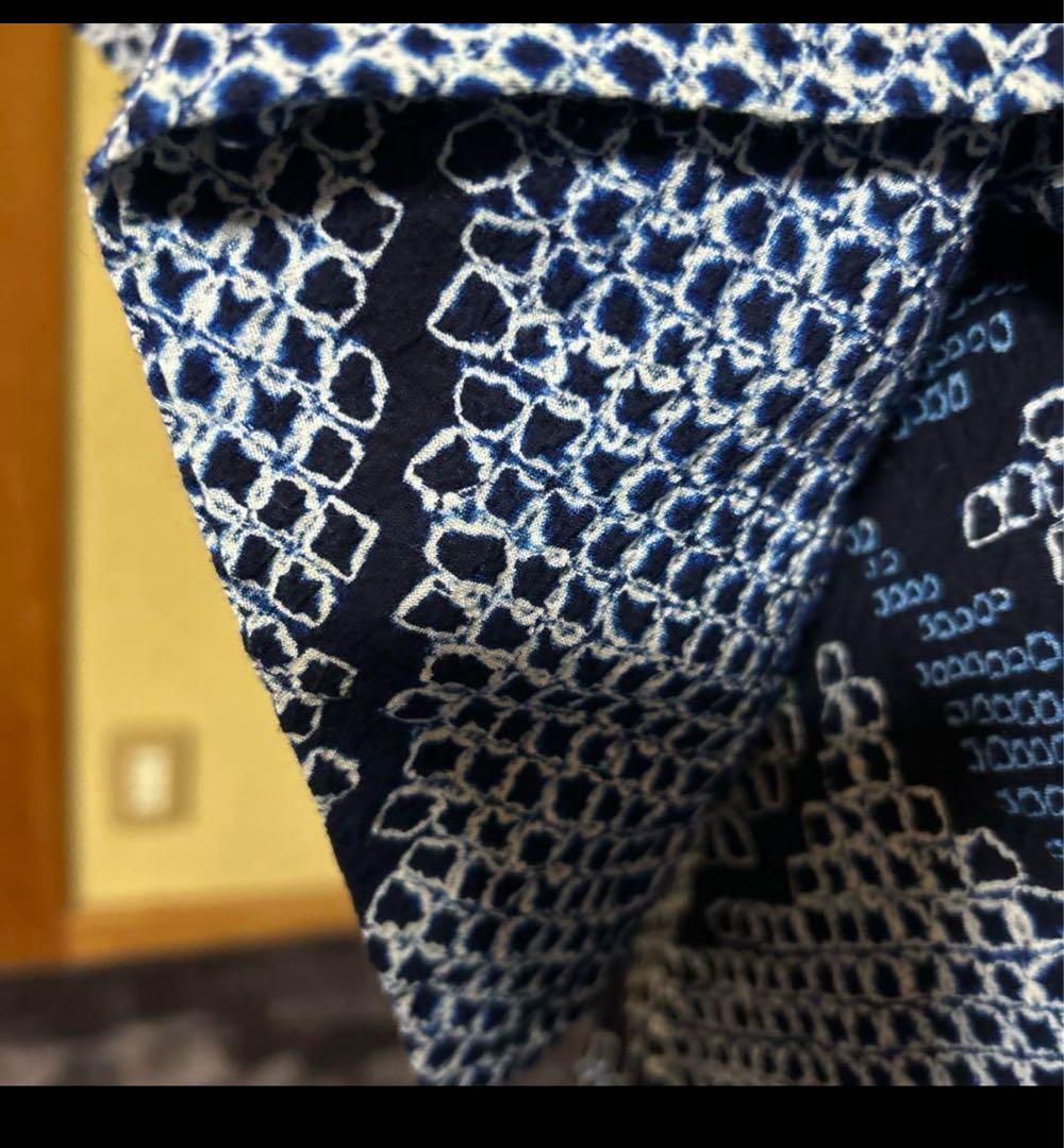 有松鳴海絞りフルセット4点高　美品綿浴衣+半幅帯+帯締め+帯揚げ