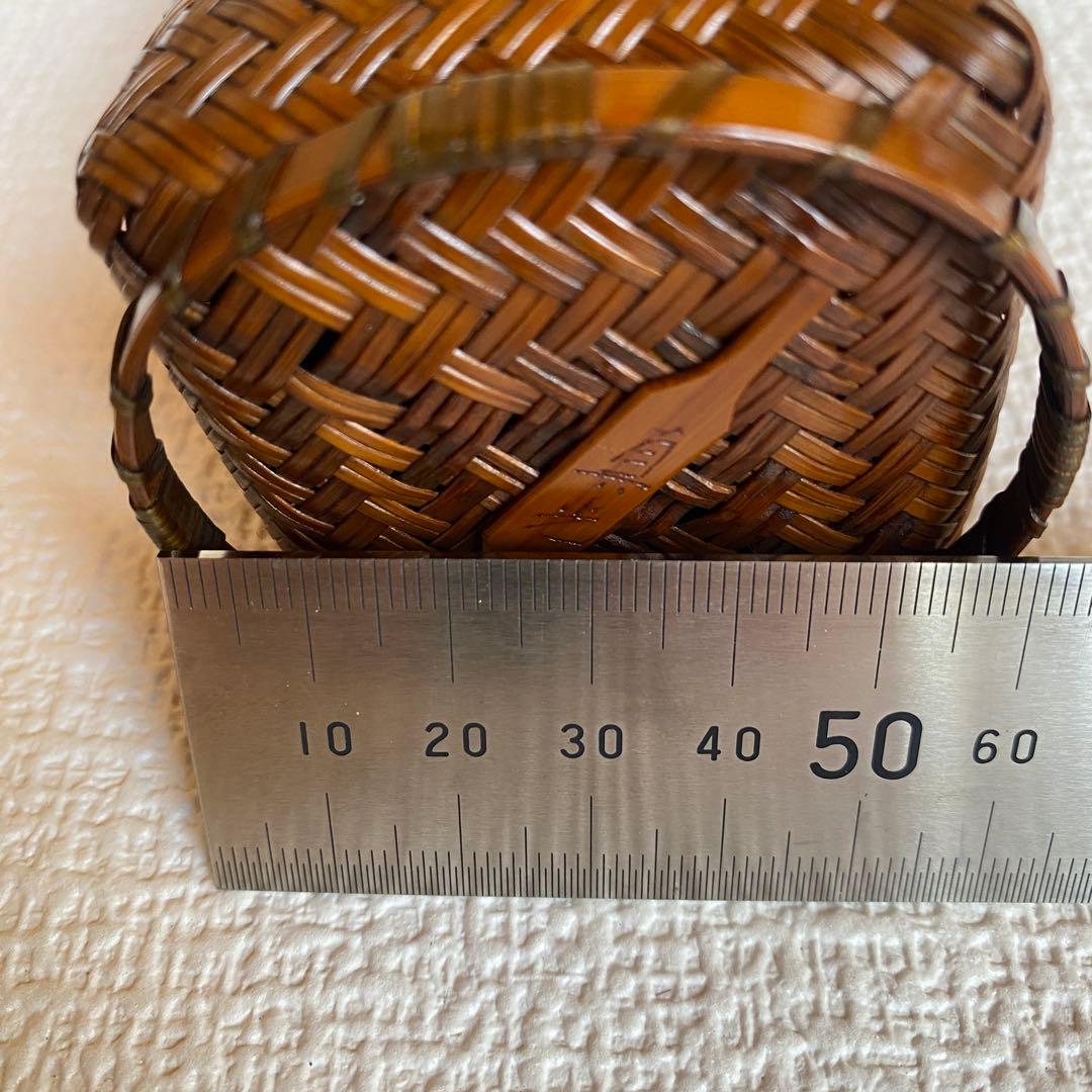 希少✨茶花　花入　竹細工　林真光　在銘　竹編手付　花籠　茶道具　華道具　花器