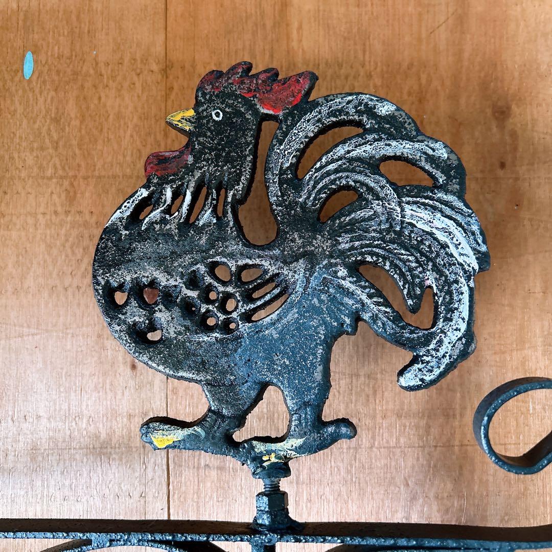 おしゃれな壁掛け時計 アンティーク 風見鶏top 両面時計 艶無しブラック