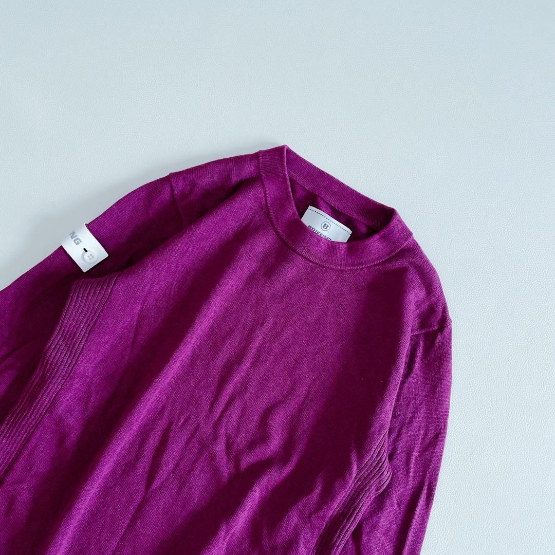 ブリーフィングゴルフ 長袖ニット XS シルク カシミヤ パープル