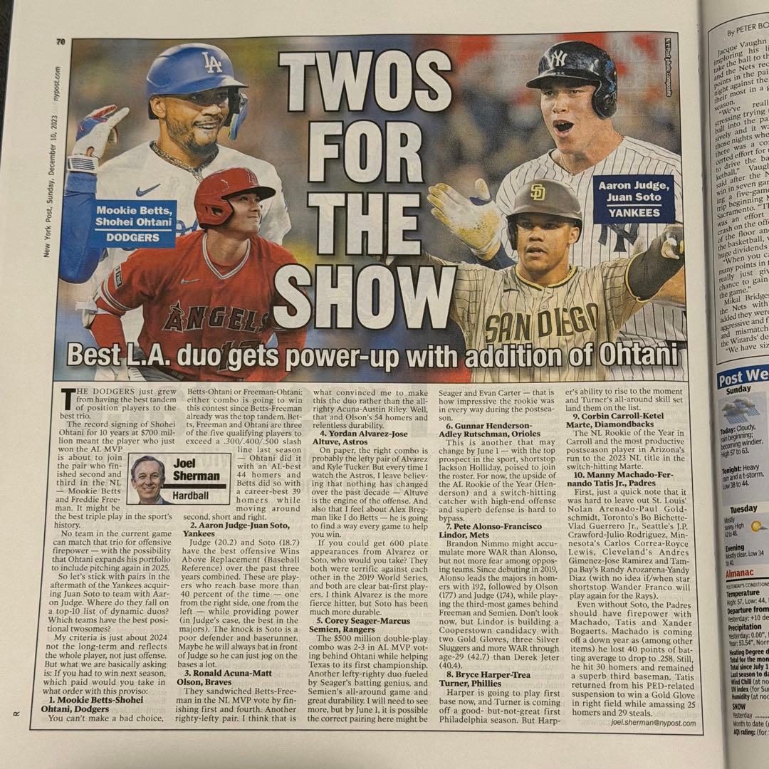 超貴重 【New York Post 大谷翔平 ドジャース移籍決定記念号】