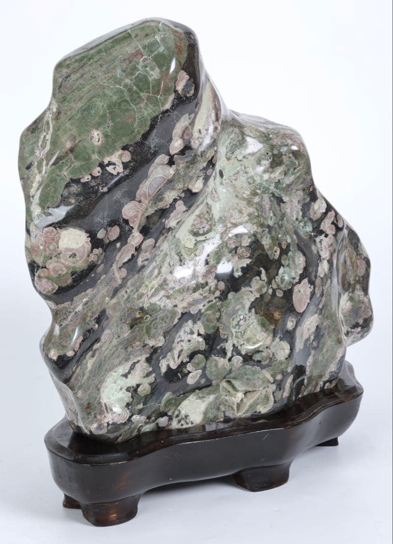 紅梅 梅花石 台座付 15kg 鑑賞石 牡丹石 菊花石 紋石 水石 原石 飾石