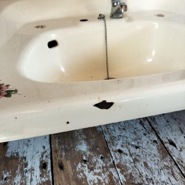 ヴィンテージ ホーロー ベイスン シンク 花柄 洗面台 琺瑯 流し 手洗いDIY