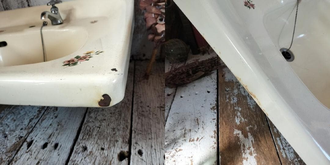 ヴィンテージ ホーロー ベイスン シンク 花柄 洗面台 琺瑯 流し 手洗いDIY