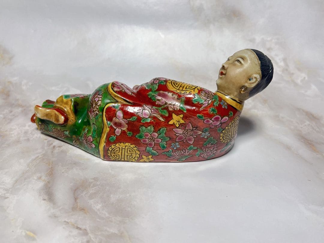 アンティーク　清時代　　置物　 唐物 骨董品 手作り　ハンドメイド　金彩　人形