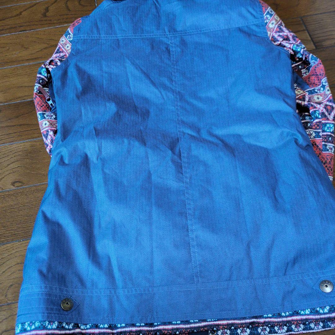 【美品】ROXY　スノボウェア　上下セット　Ｍ　デニム風　重ね着風　総柄