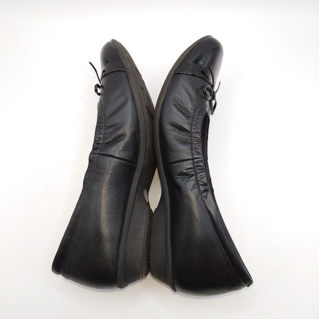 美品 ASICS pedala パンプス 24.5 EE 黒 バレエシューズ