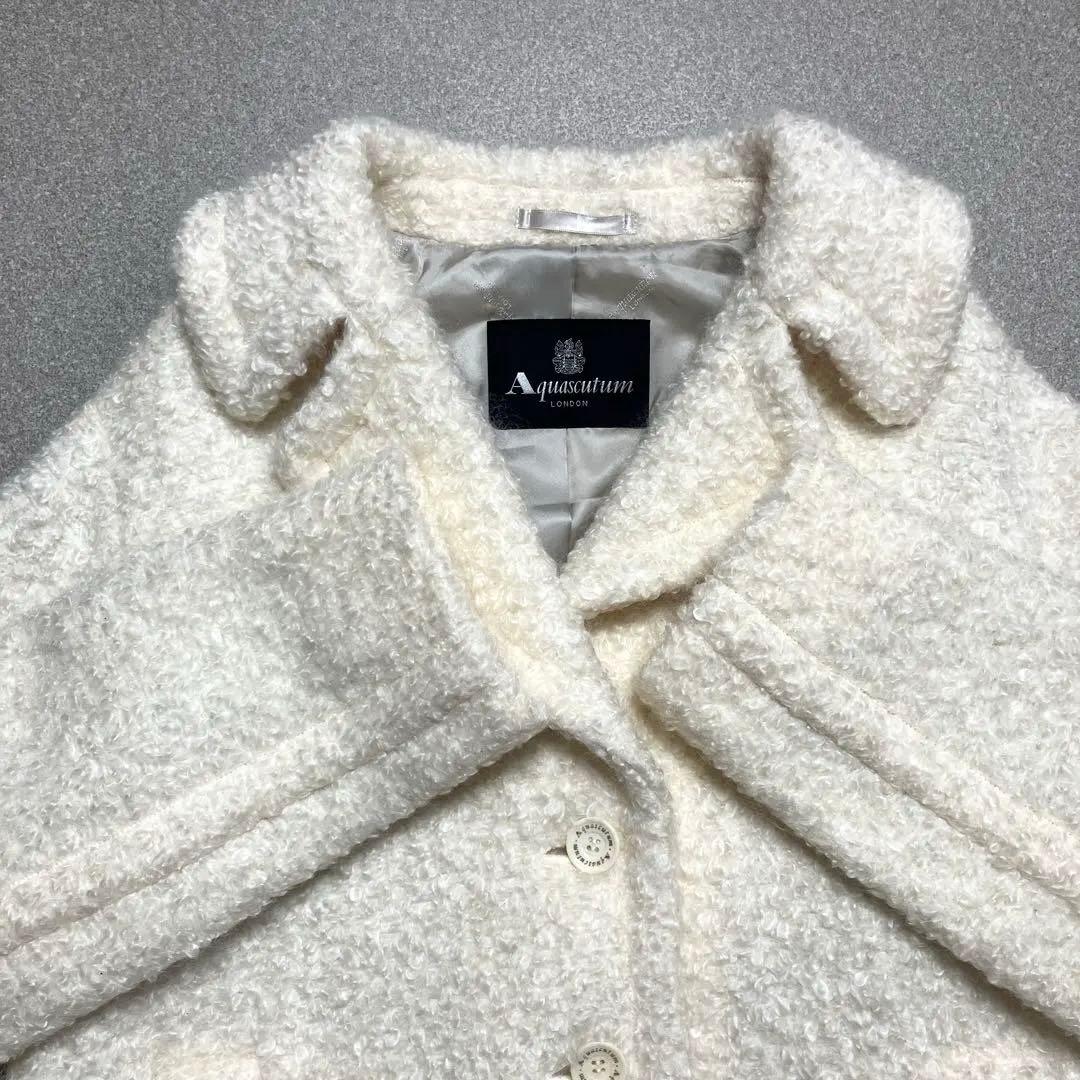 [極美品✨近年モデル] アクアスキュータム モヘア混 チェスターボアコート 白