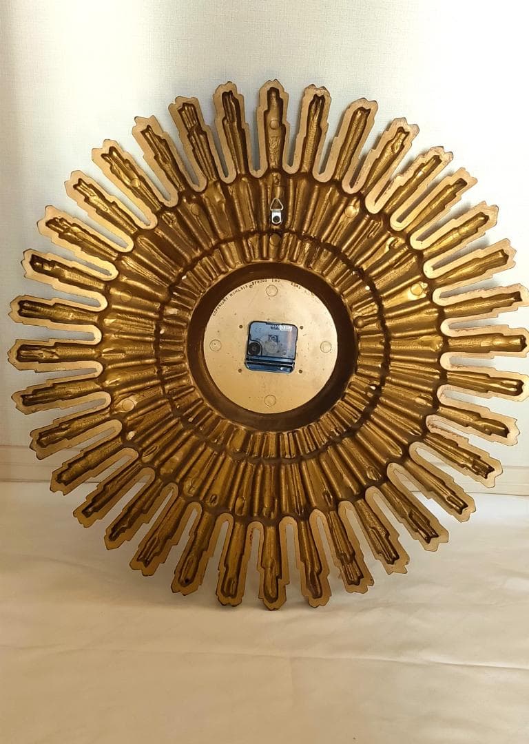 【美品】60's Syroco サンバーストクロックミッドセンチュリー壁掛け時計