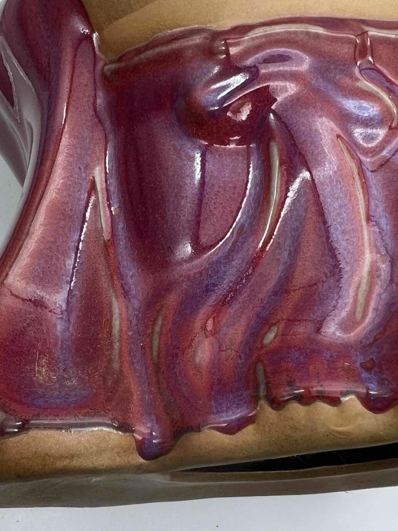 清时代 鈞窯　紫紅釉弥勒菩薩　窯変釉　辰砂　唐物　古賞物(B-31)