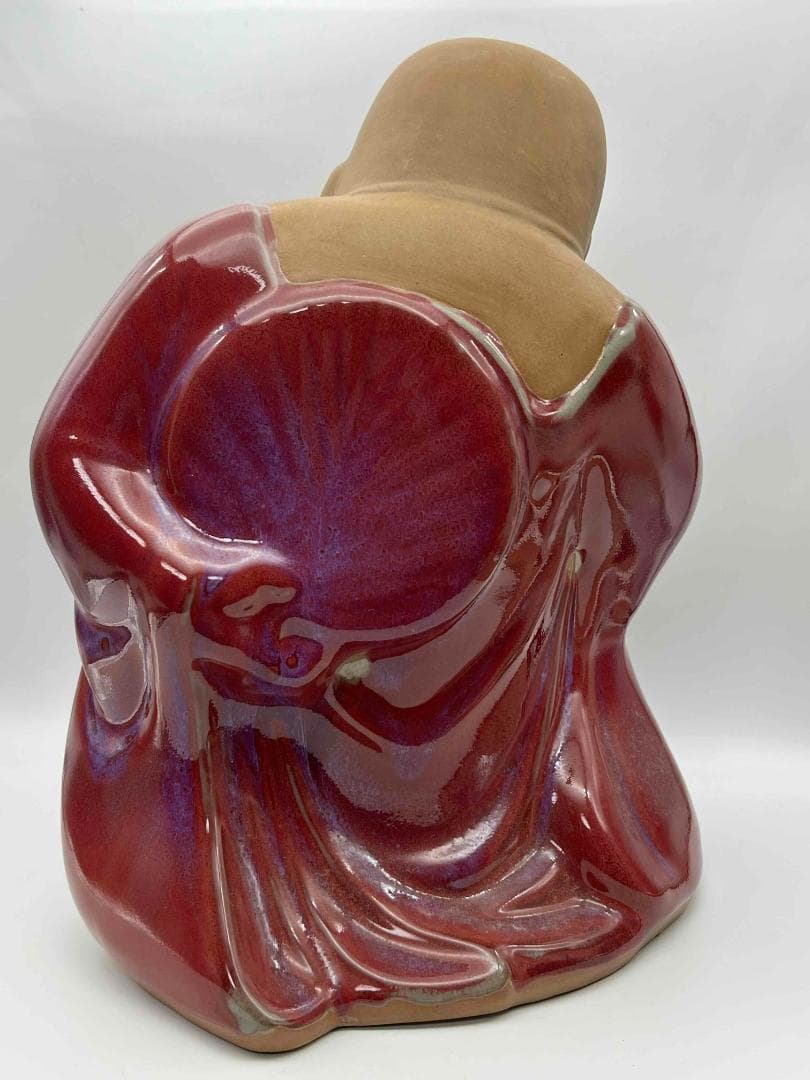 清时代 鈞窯　紫紅釉弥勒菩薩　窯変釉　辰砂　唐物　古賞物(B-31)