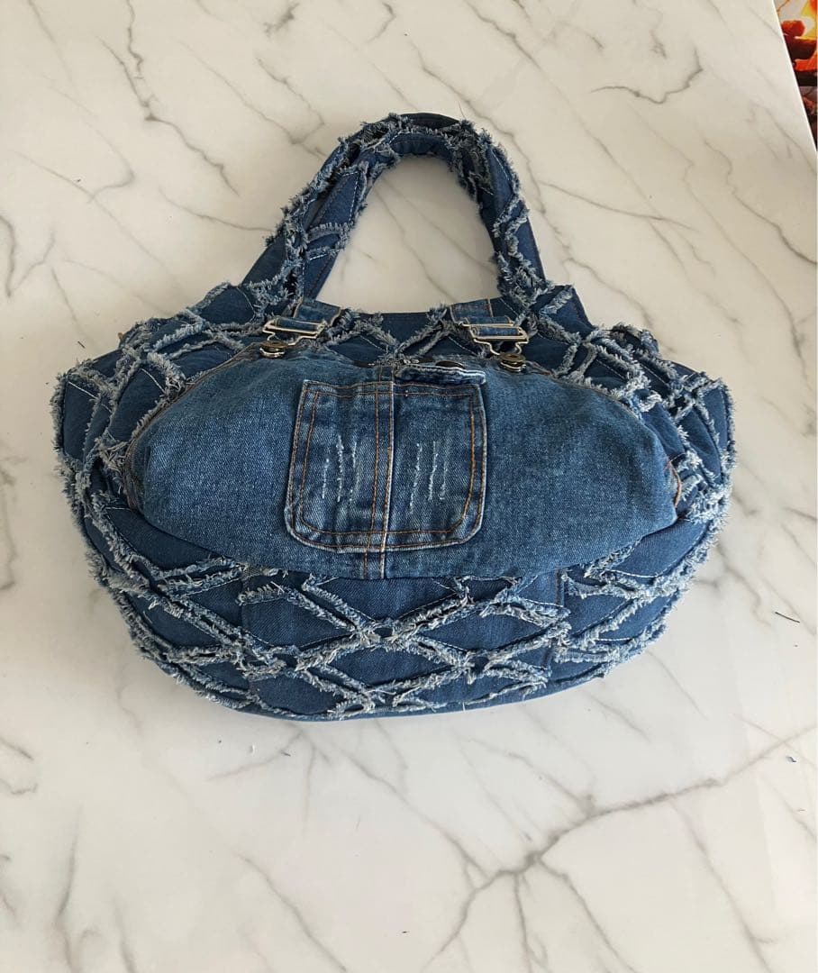 831 ＊かおりん＊　大きめデニムリメイクバック　ハンドメイド2点