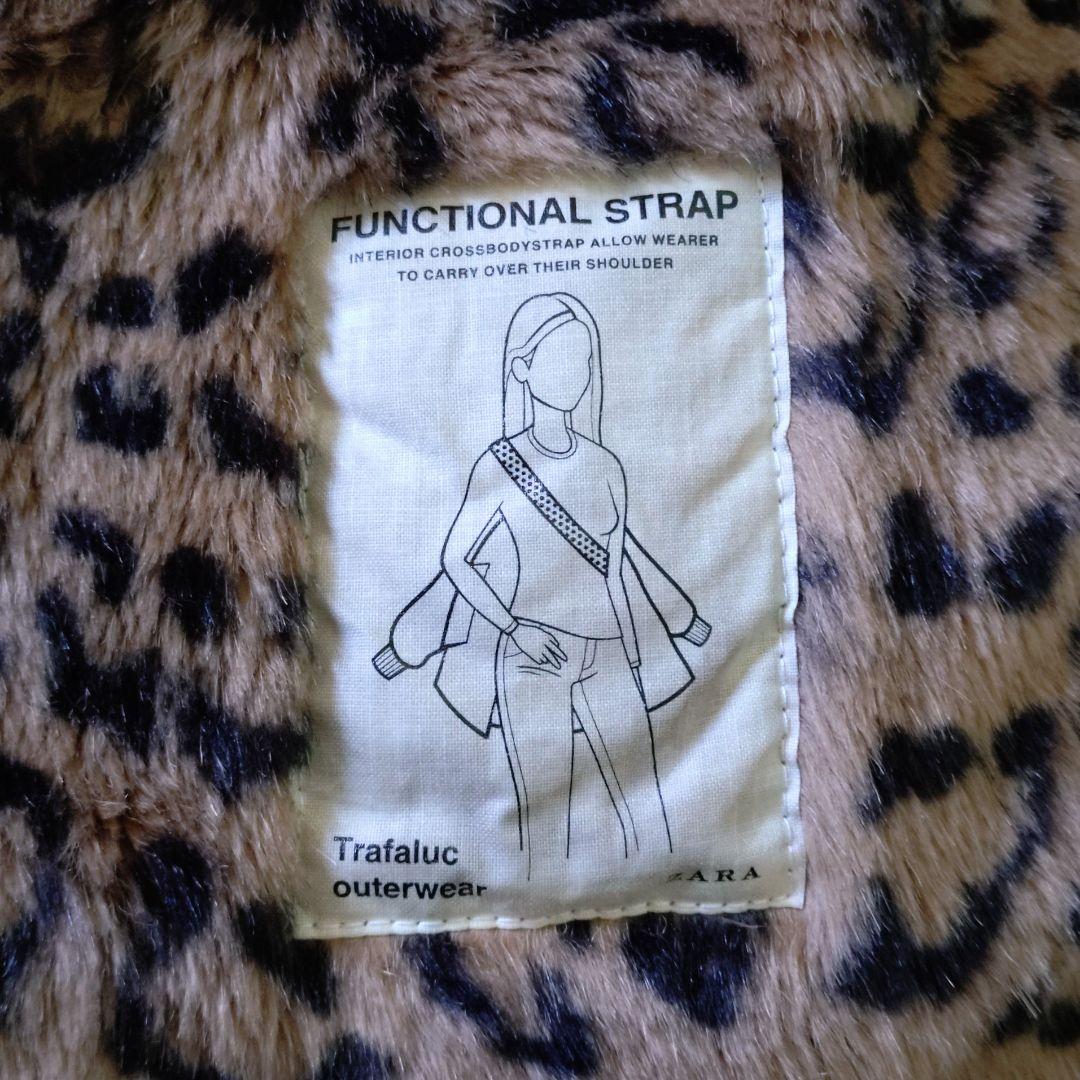 ZARA　フーデットファーコート　裏ボアレオパード　大きいサイズ　XL相当　美品