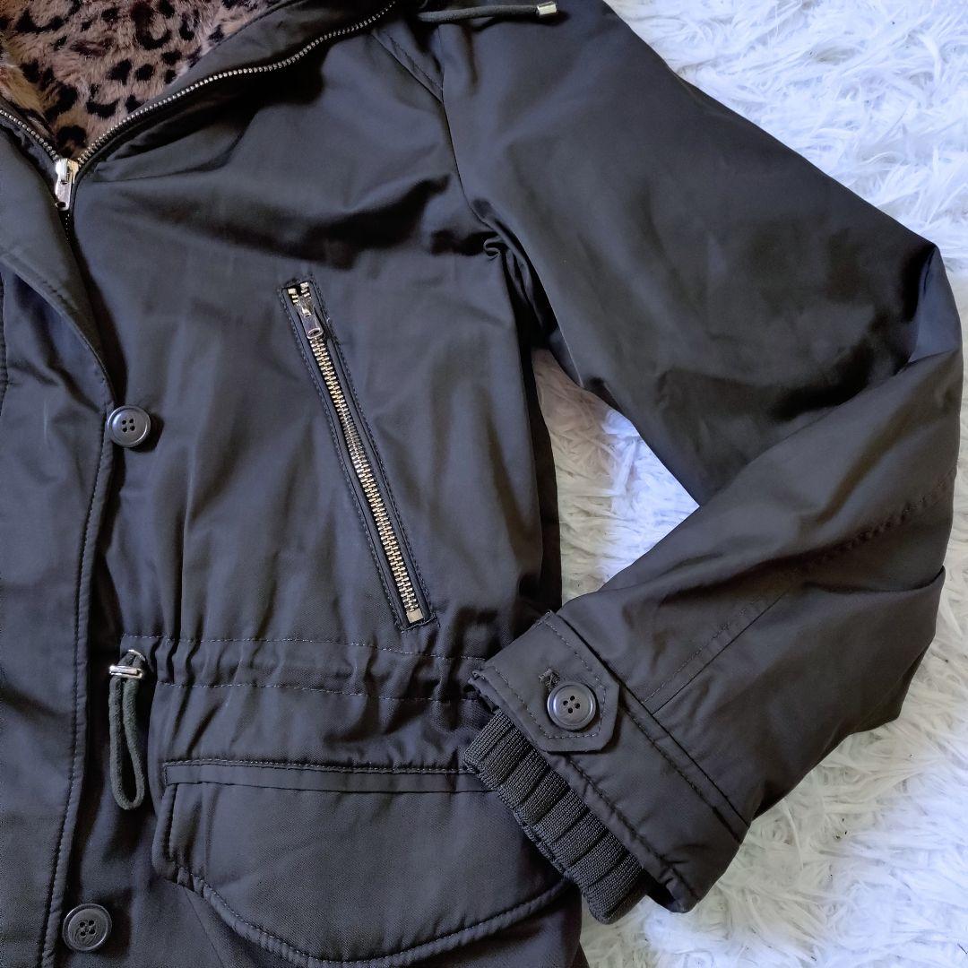 ZARA　フーデットファーコート　裏ボアレオパード　大きいサイズ　XL相当　美品
