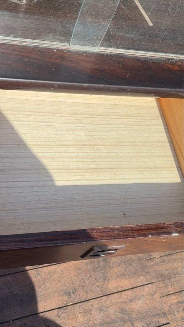 昭和レトロ 和家具 木製サイドボード ガラスキャビネット 飾り棚 水鳥 花柄蒔絵