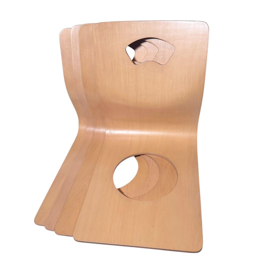 【美品】ニトリ 木製座椅子 曲木 和座椅子 4脚セット 旅館 椅子