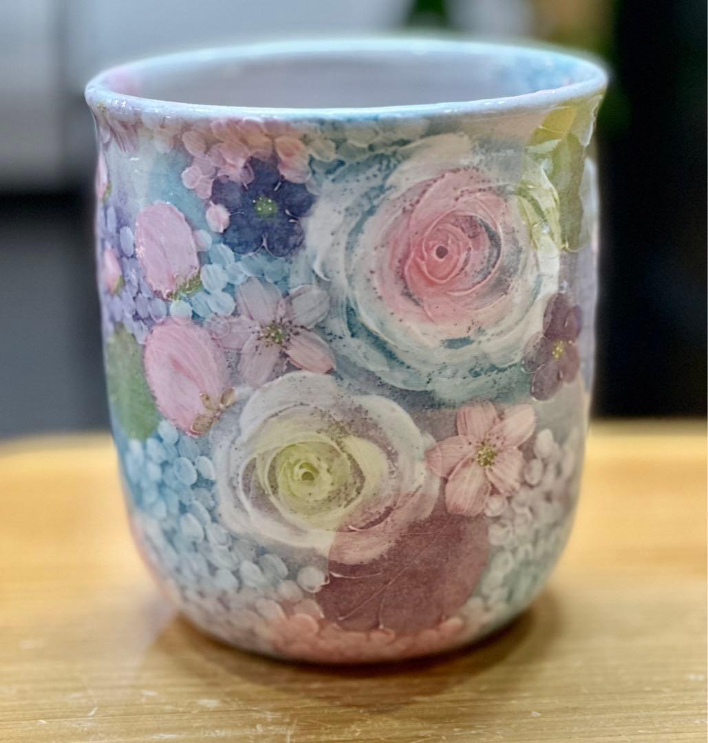 再値下げ　工房ゆずりは　彩ばら花紋　ワインクーラー　アイスペール　花器　鉢カバー