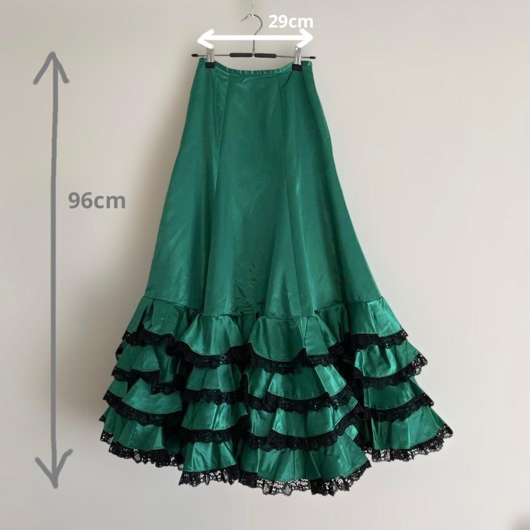 フラメンコ衣装　ツーピース　ドレス　上下セット　緑