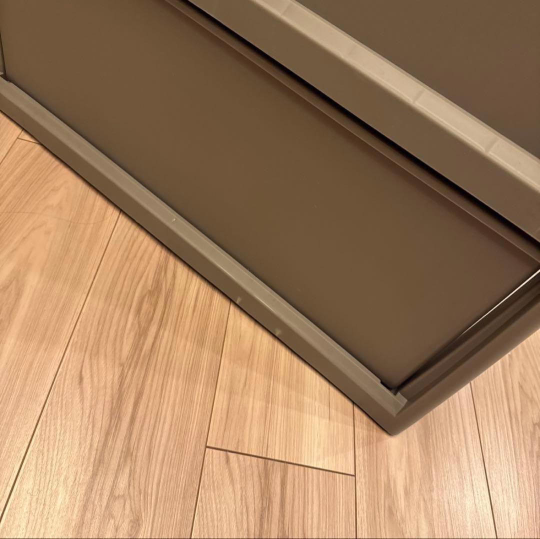 プラスチック衣類収納ケースグレー4段引き出しチェストワイドサイズワイドチェスト