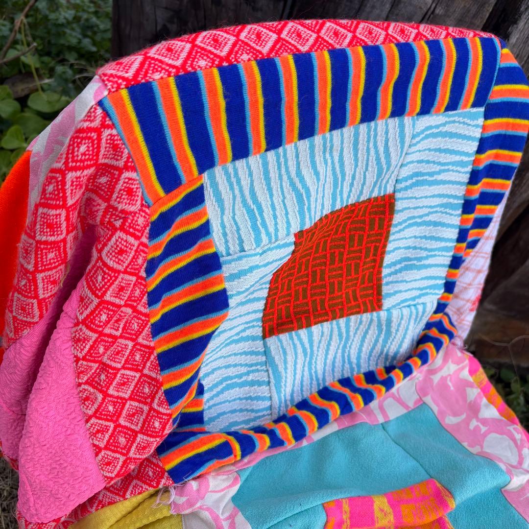 【USA vintage】サイケデリック パッチワーク キルト 布 生地