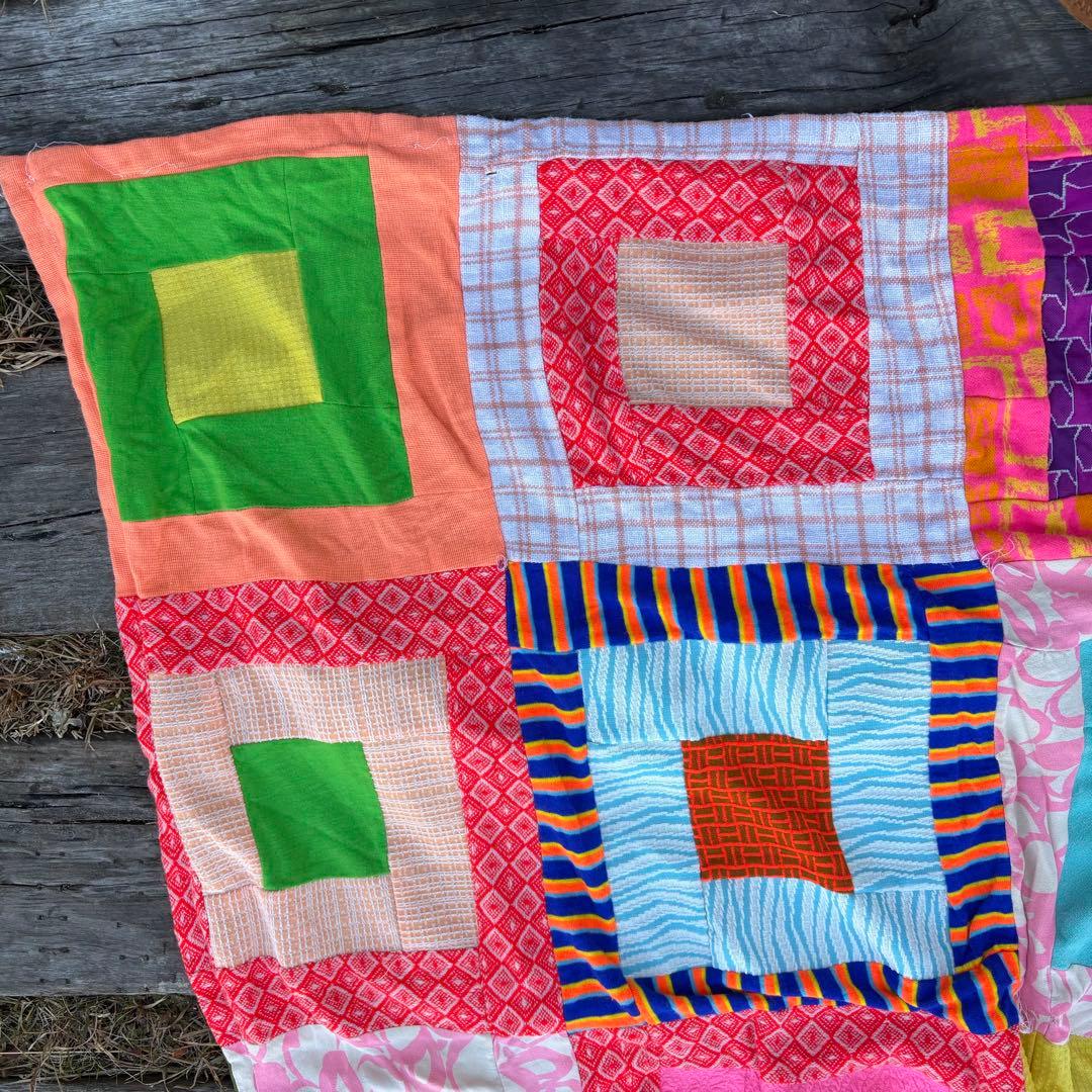 【USA vintage】サイケデリック パッチワーク キルト 布 生地