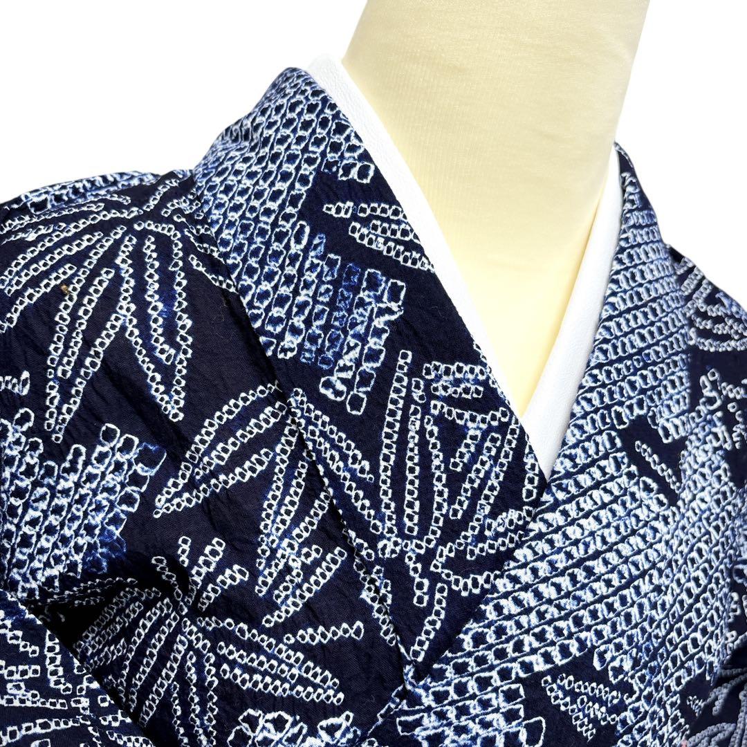 A62有松鳴海絞り 浴衣 もみじ模様　綿美品