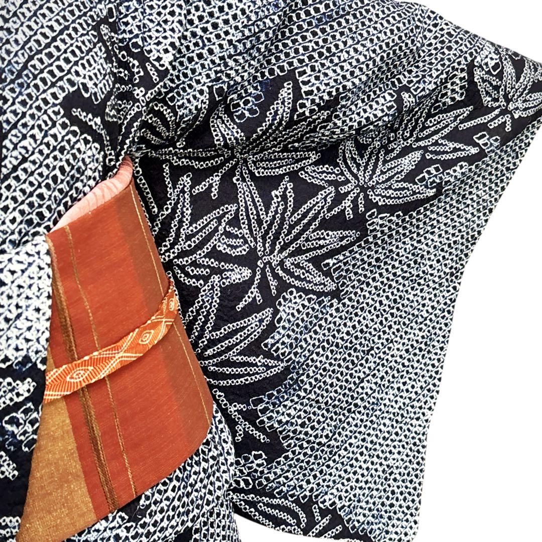 A62有松鳴海絞り 浴衣 もみじ模様　綿美品