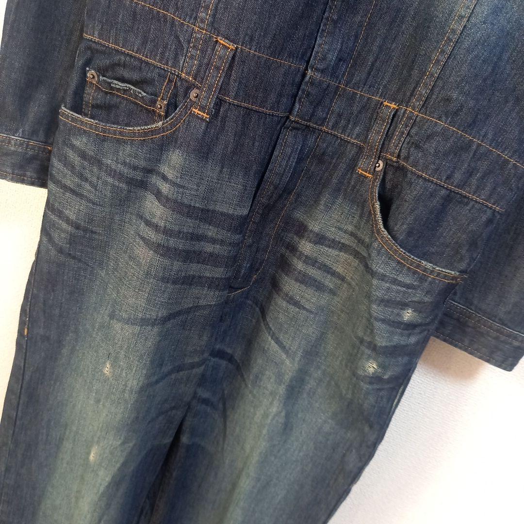 ルパート ダメージ加工デニムつなぎ オールインワン バンソン ヒゲ 色落ち