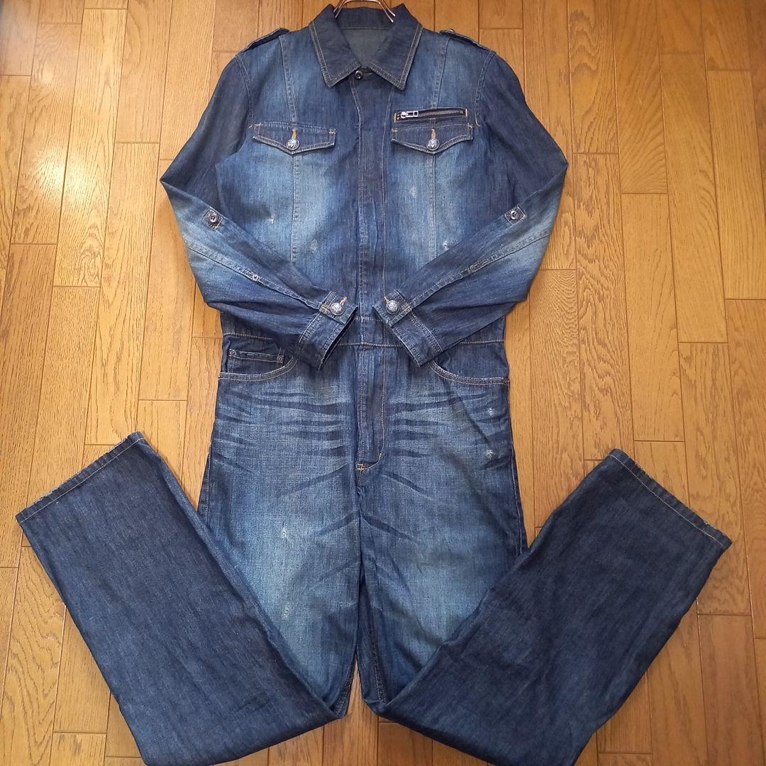 ルパート ダメージ加工デニムつなぎ オールインワン バンソン ヒゲ 色落ち