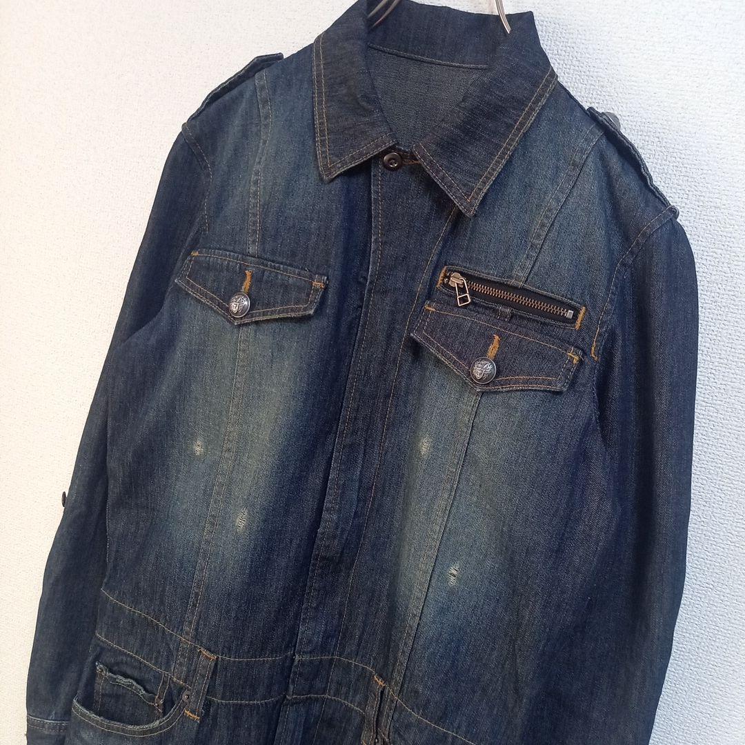 ルパート ダメージ加工デニムつなぎ オールインワン バンソン ヒゲ 色落ち