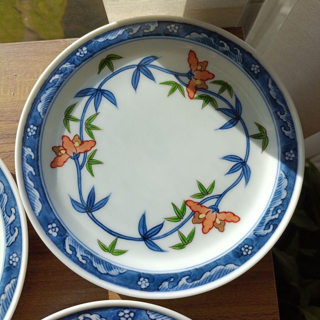 源右衛門　花と葉デザインの陶器皿 6枚セット