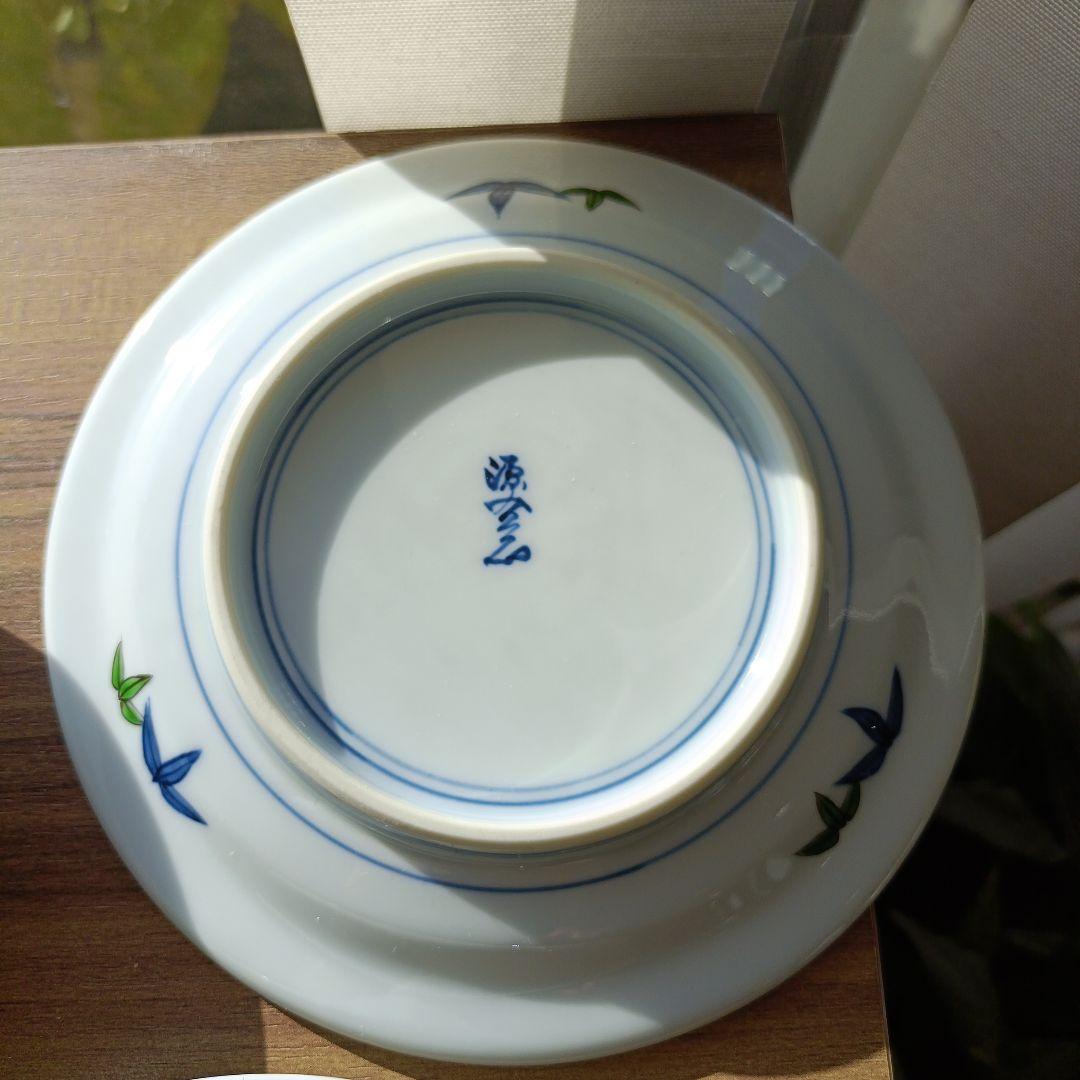 源右衛門　花と葉デザインの陶器皿 6枚セット