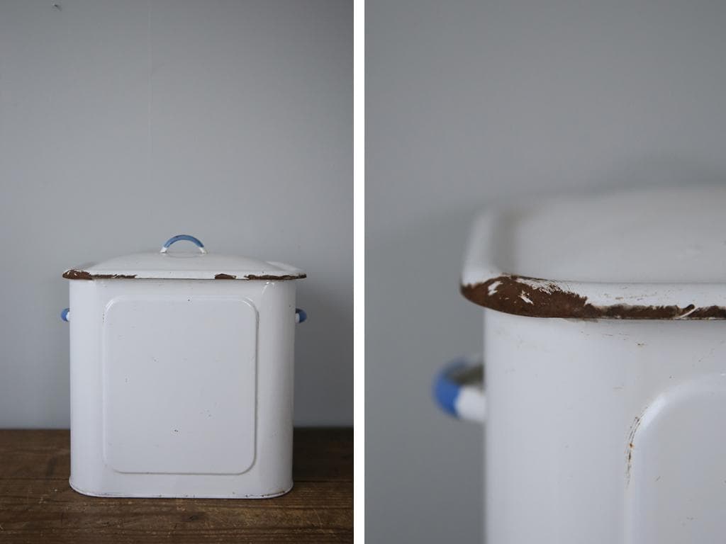 英国アンティーク琺瑯製ブレッド缶/ホーローキャニスター/米びつ(83-242)