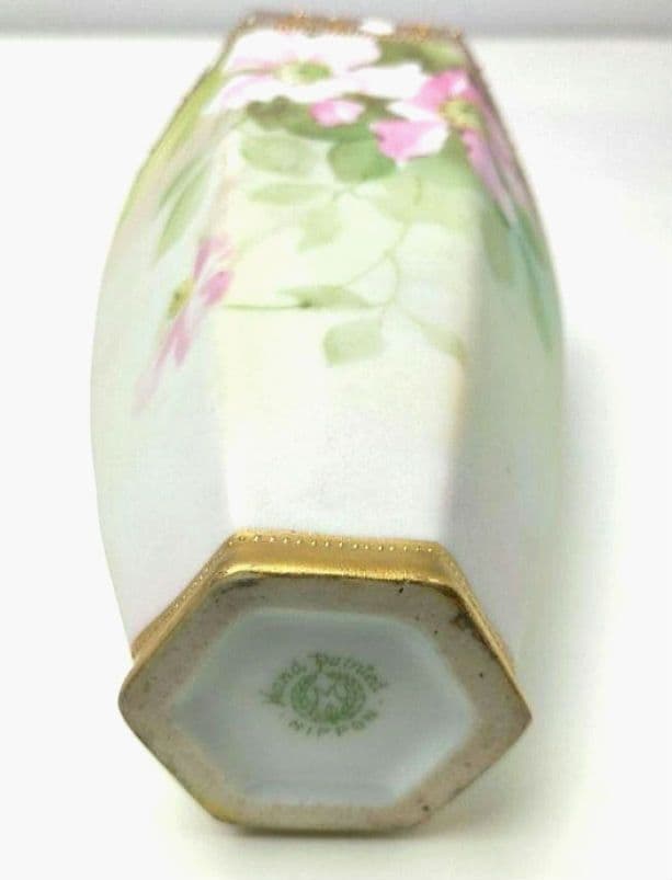 希少★美品★オールドノリタケ 金彩点盛り薔薇絵 花瓶