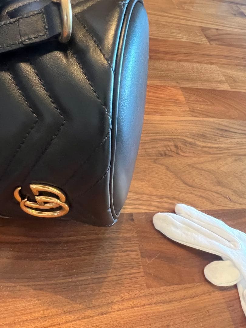 値下げ！GUCCI グッチ 黒GGマーモント ミニリュックサック バックパック